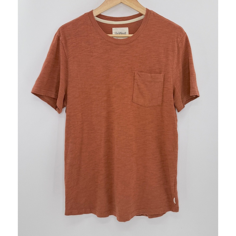 UpWest‎ Resort & Mercantile Men's Orange T-Shirt 100% Cotton Sz Sm Normcore Peru